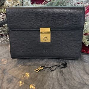 LOEWE!!!! Black Textured Clutch with Gold Lock comes with keys!!! AMAZING